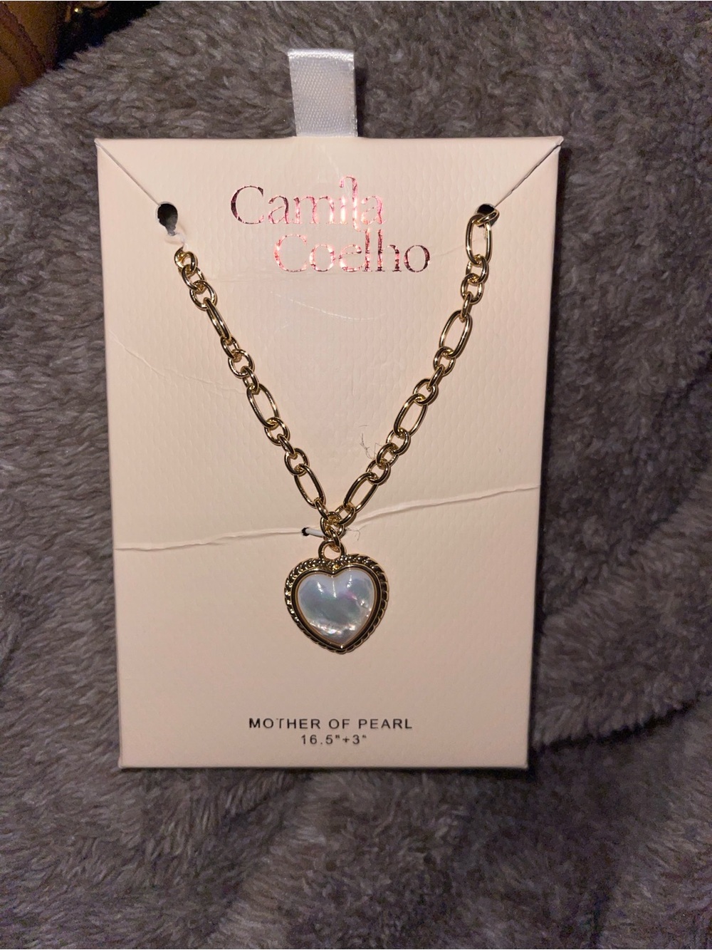 Camila Coelho Gold Heart Pendant Necklace with Mother of Pearl - Picture 2 of 3